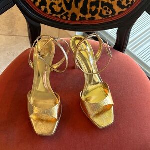 Zara Gold Strappy Metallic Heels